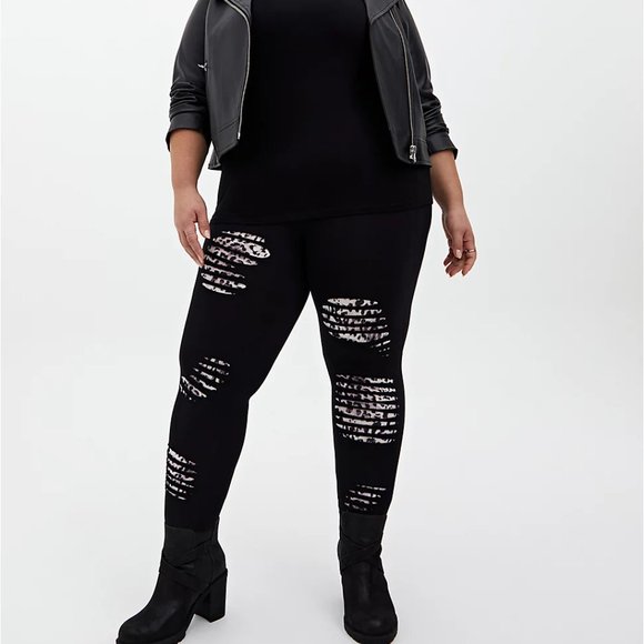 torrid Pants - Torrid Slashed Leopard Underlay Premium Legging 1X
